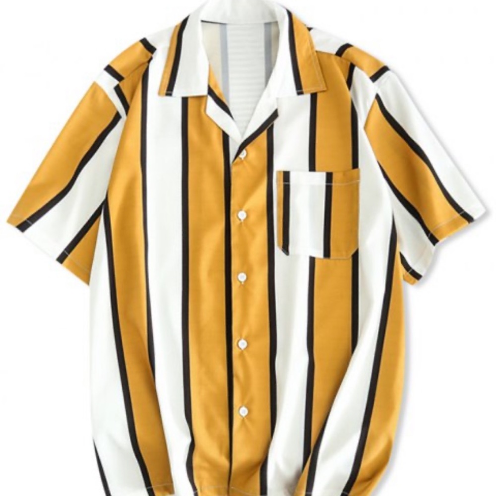 Zaful Color Block Stripes Print Casual Shirt
